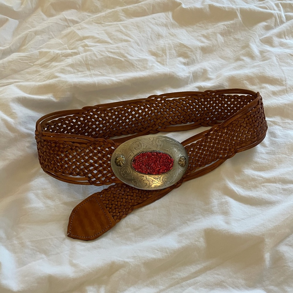 Western Leather Chico’s Embellished Belt